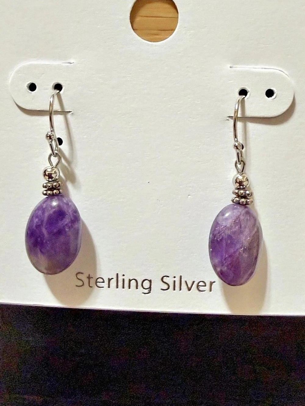 Purple Sterling Silver Drop Earrings New